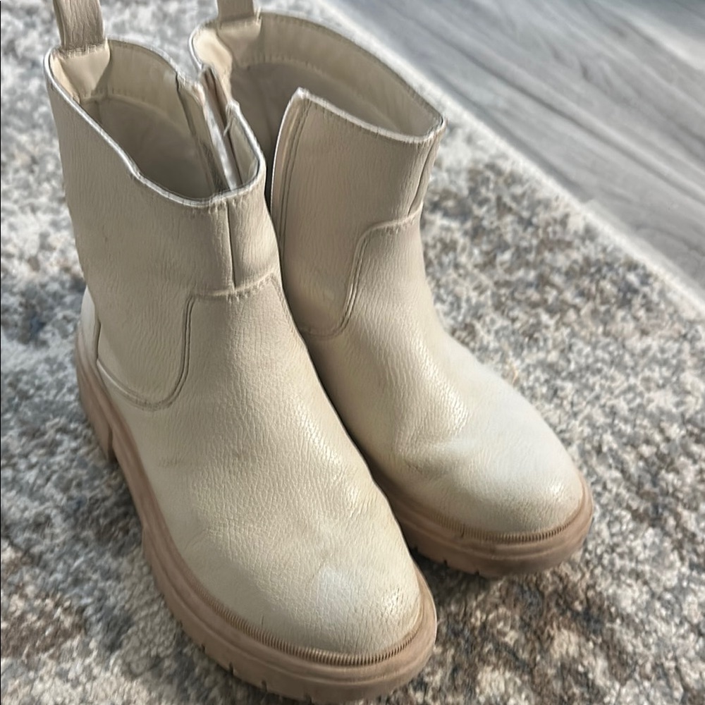 Kids Cream Ankle Boots